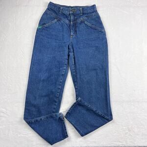 Benetton Vintage 1980’s Blue Jeans Yoke Waist Size 24X28 Juniors Tapered Leg